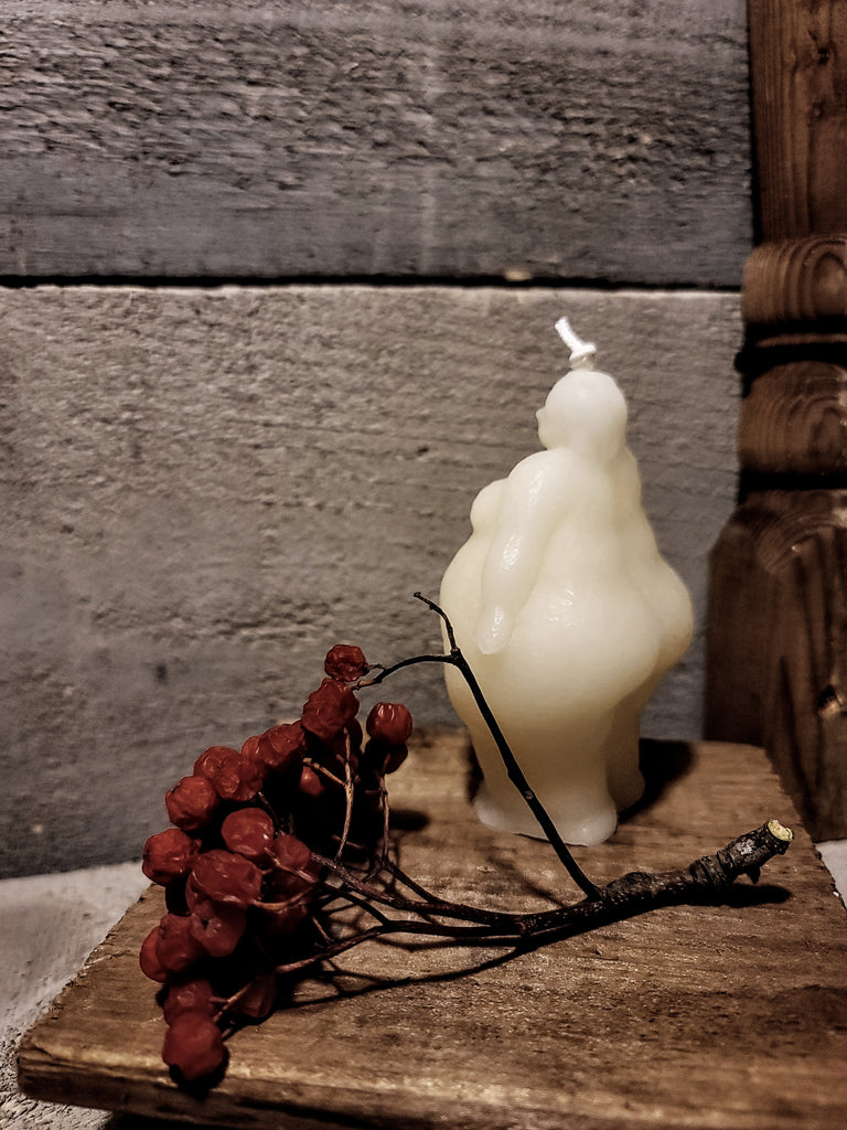 BEESWAX CANDLE. BABA #2. WHITE., - Beeswax Candle, JOSEPH HENRY 1895