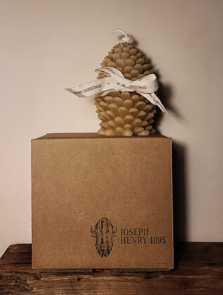 MEGA BEESWAX PINE CONE CANDLE, - Beeswax Pillar Candle, JOSEPH HENRY 1895