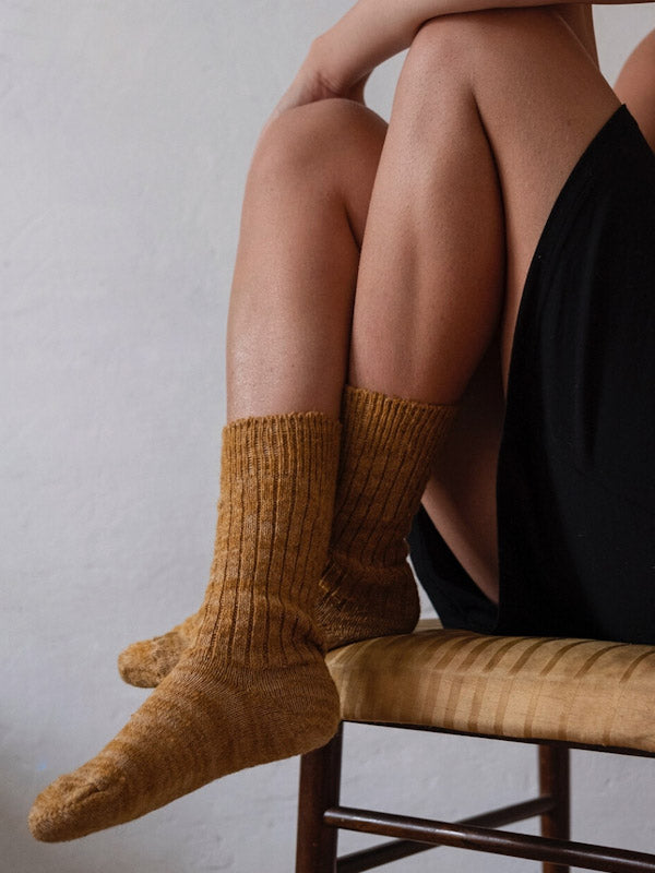 Mustard wool socks